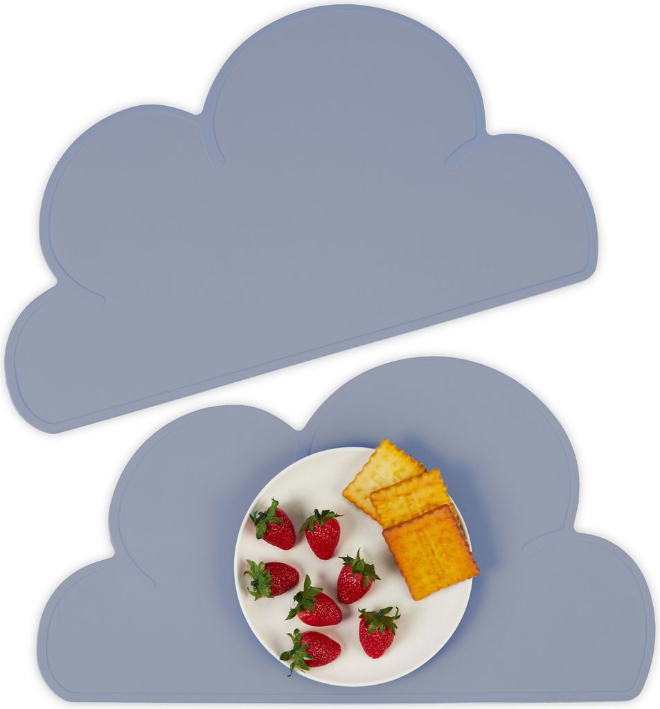 Relaxdays Platzdeckchen Kinder, 2er Set, Wolke, rutschfest, Produktbild 