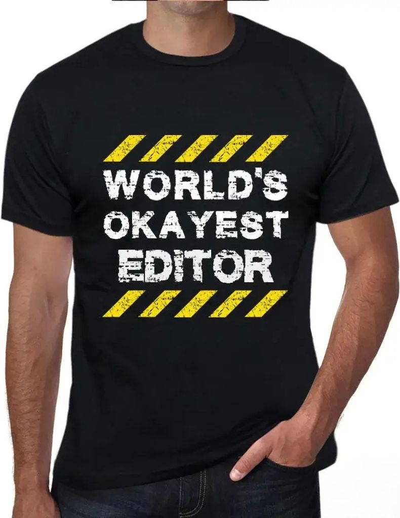 Herren Grafik T-Shirt Der beste Editor der Welt – Worlds Okayest Editor – Öko-Verantwortlich Vintage Jahrgang Kurzarm Lustige Druck Geburtstag