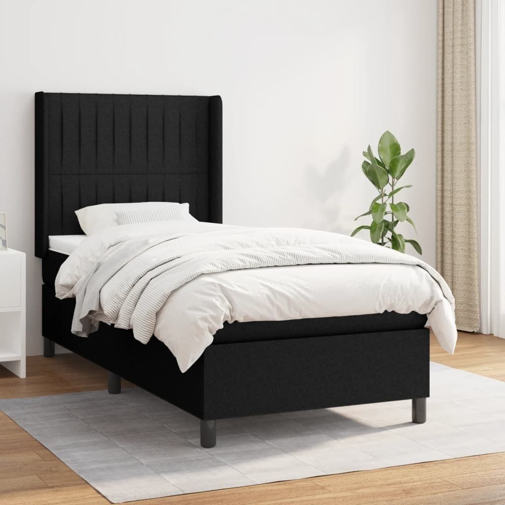 The Living Store Boxspringbett mit Matratze Schwarz 90x190 cm Stoff