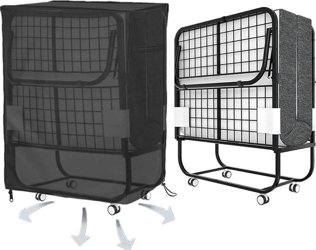 Housse Lit Pliant Oxford 210D Résistante avec Poignées de Transport Noire