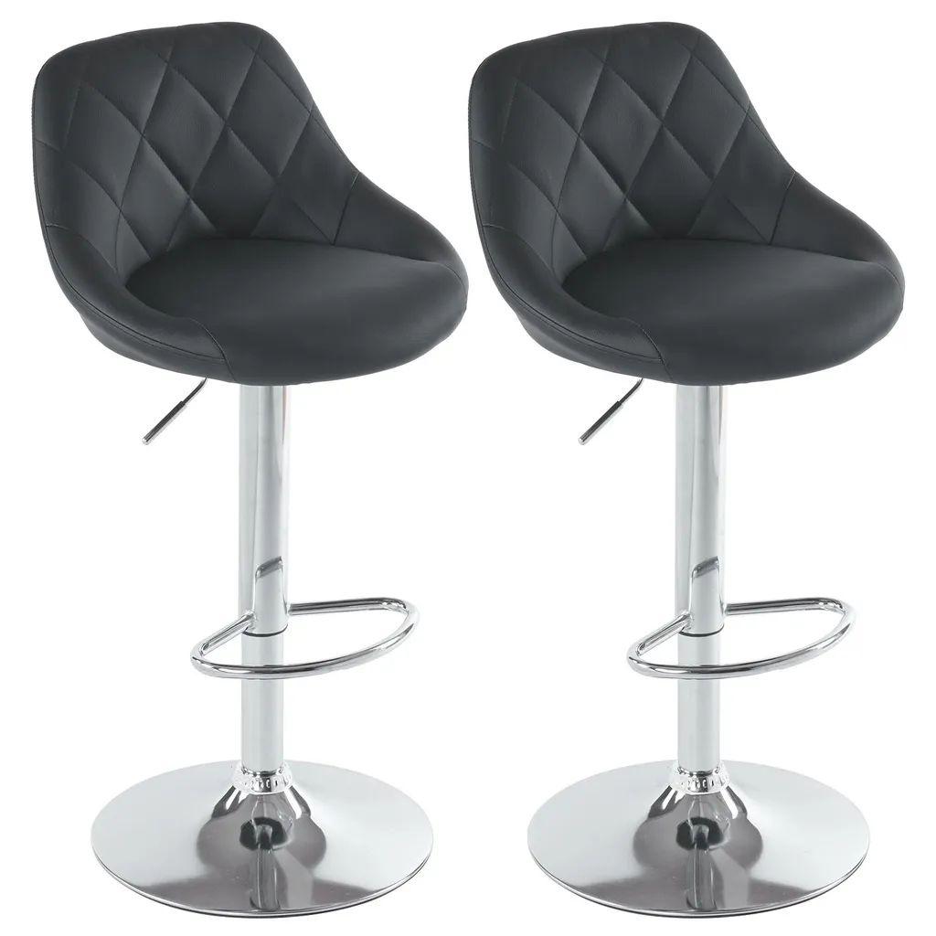 Tabouret de Comptoir Noir Pivotant à 360° avec Hauteur Ajustable x2