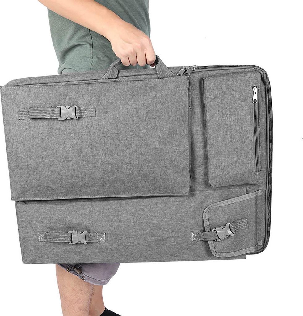 Multifunktionale große 4K wasserdichte Zeichentasche Kunstzubehörtasche (grau)