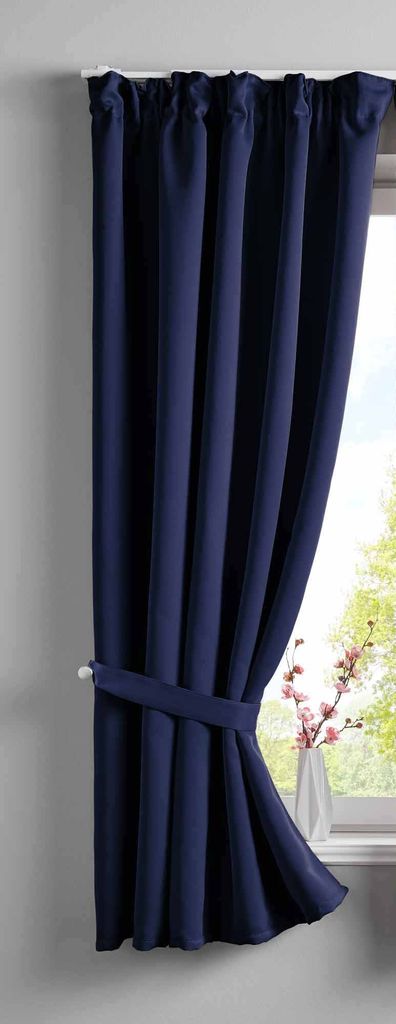 Vorhang Blickdicht »NewYork« verdeckte Schlaufen Blau HxB 160x140 cm 1er-Pack Thermo-Gardine Verdunkelungsvorhang Blackout schalldämmend Kräuse...