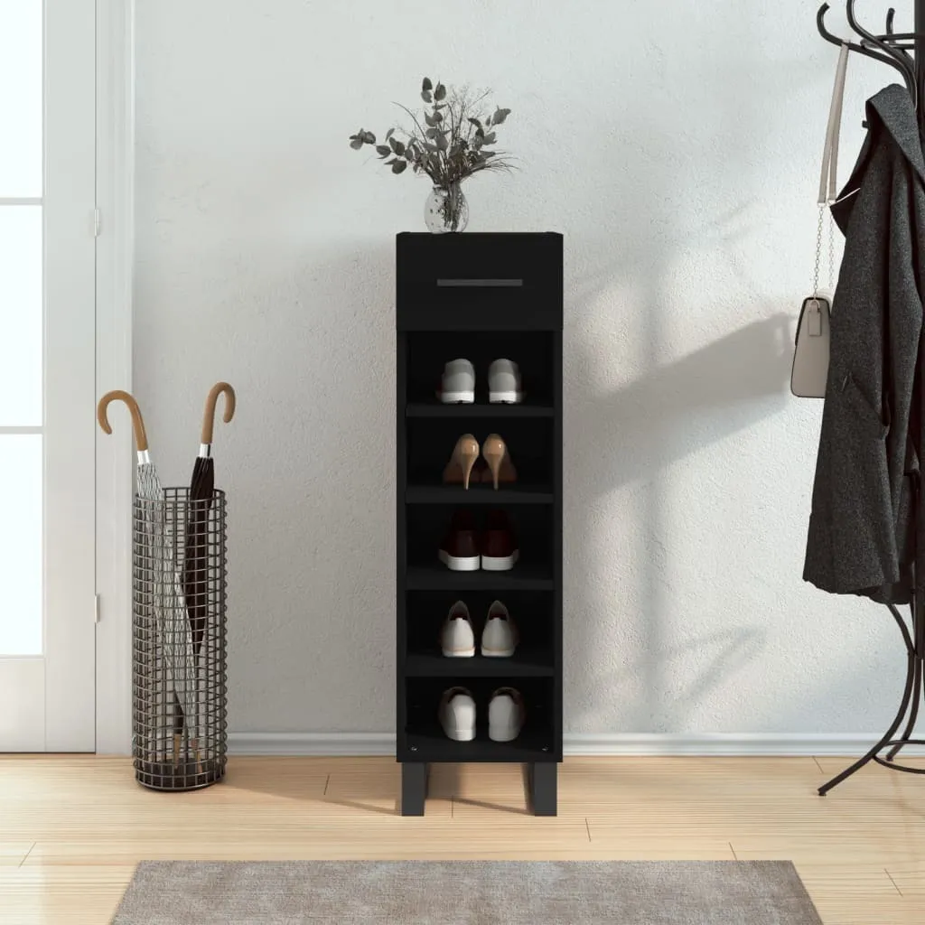 vidaXL Scarpiera nera 30x35x105 cm Materiale a base di legno - Scarpiera - Armadietto per scarpe - Custodia per scarpe - Organizzatore per scarpe