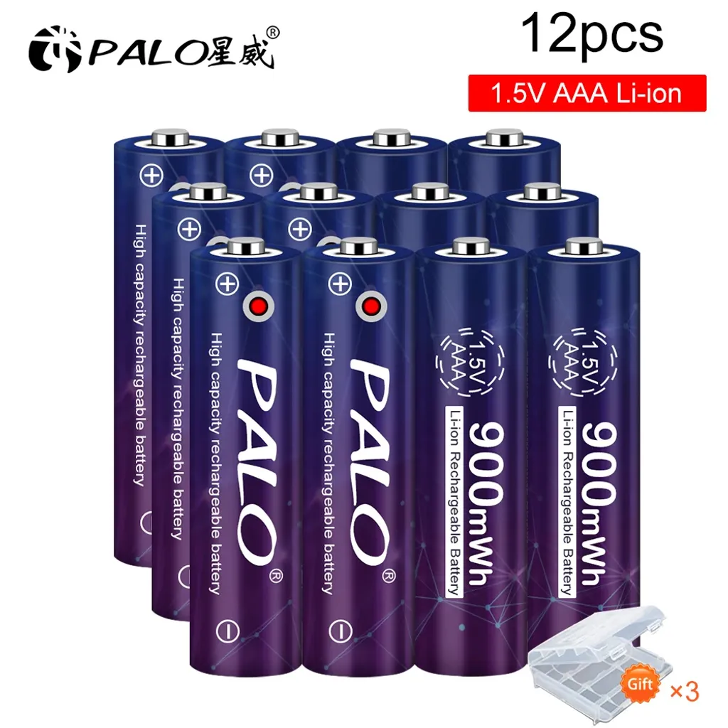 12 Piles Rechargeables AAA Lithium-ion avec Chargeur USB Haute Capacité