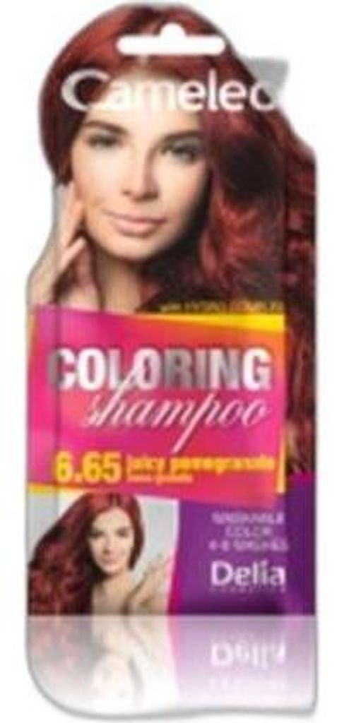 Cameleo Pomegranate Coloring Shampoo Quick and Easy Color Refreshing Washable Coloring Tone In Tone 40ml 6.65 Juicy Pomegranate