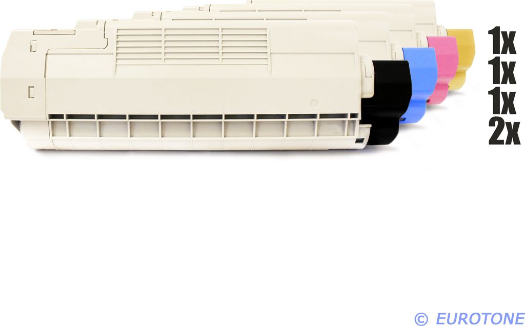 5x Eurotone Toner Alternative für OKI 43324408 Black Schwarz / 43381907 Blau Cyan / 43381906 Rot Magenta / 43381905 Gelb Yellow