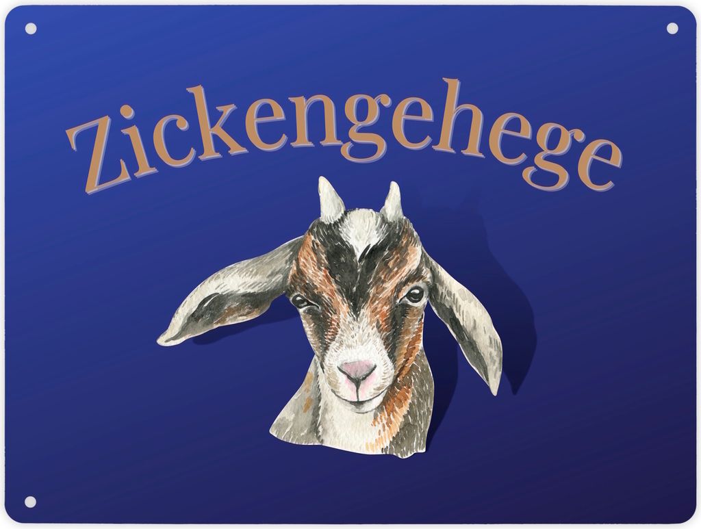 Zickengehege Metallschild XL in 21x28 cm für deine Tochter in blau