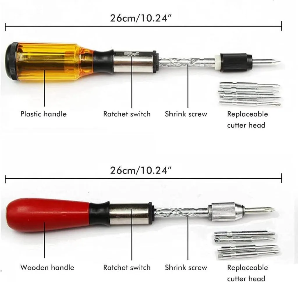 Tournevis à cliquet à traction et poussée semi-automatique avec 5 embouts