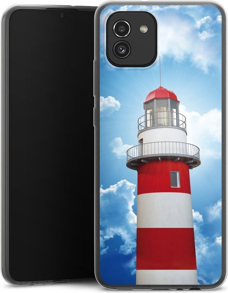DeinDesign Slim Hülle für Samsung Galaxy A03 Silikon Case Ultra Dünn Handyhülle Himmel Leuchtturm Wolke