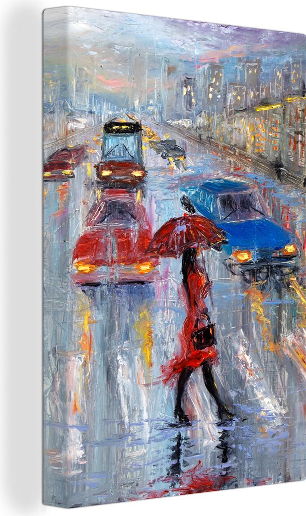 OneMillionCanvasses - Leinwandbilder - 90x140 cm, Gemälde - Öl - Auto - Zebrastreifen, Wandbilder Kunstdruck Wanddekoration - Foto auf Leinwand...