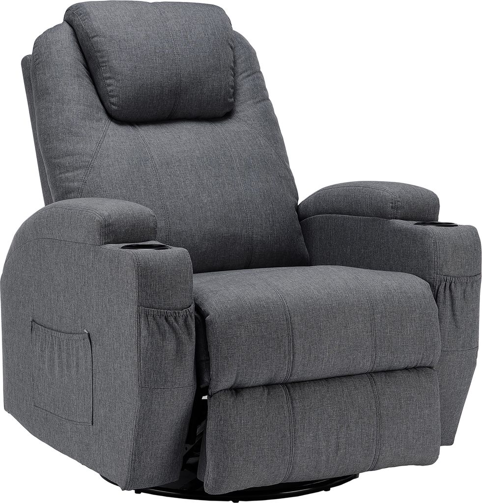 Massagesessel 360° drehbar Stoff Relaxsessel Heizung Produktbild 1