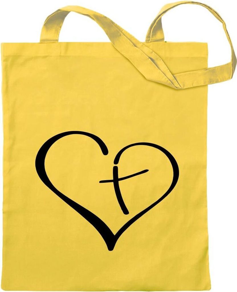Kiwistar - Baumwolltasche - gelb - Christian Love - Tragetasche Stoffbeutel Umhängetasche langer Henkel