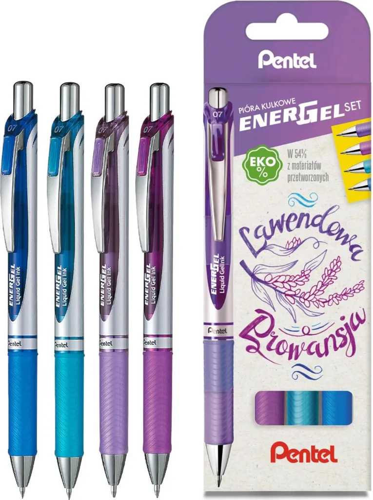 Pentel EnerGel BL77 Stylo Roller Anti-Bavure Encre Gel Lavande x4