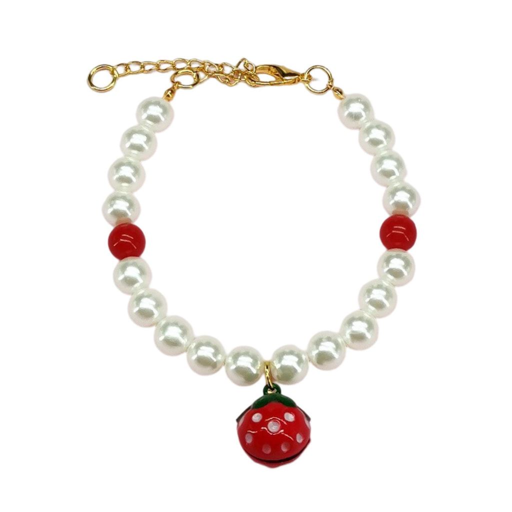 Haustier Halskette Verstellbare Fake Perle Dekorative Glocke Charm Katze Hund Halskette Halsband Haustierbedarf