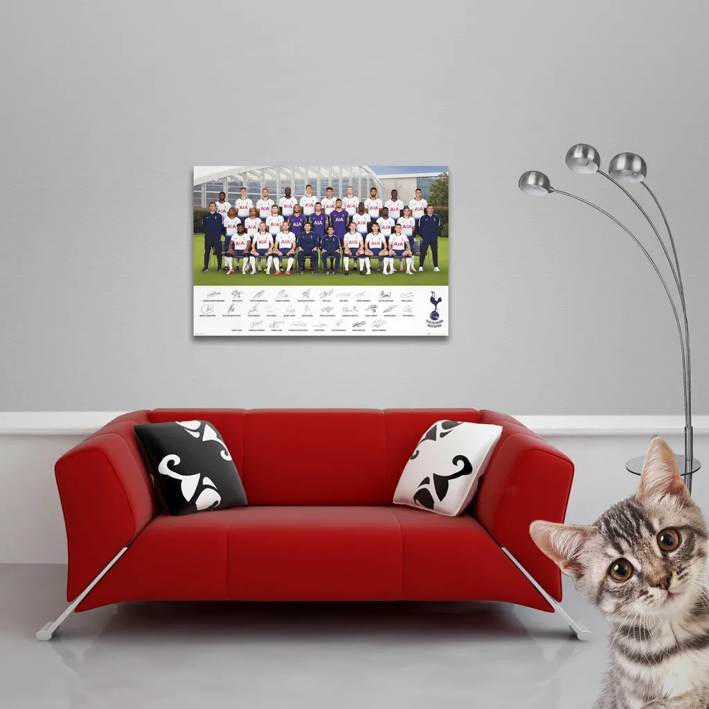 Décoration Murale Tottenham Hotspur 18/19 avec Cadre Bois Noir 92 cm