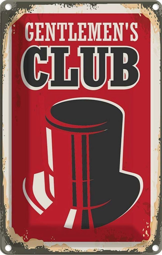 vianmo Blechschild 30x20 cm Gentlemen`s Club Alkohol Männer Essen Trinken Bar