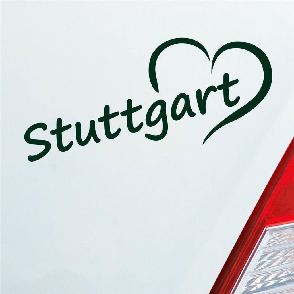 Auto Aufkleber Stuttgart Herz Stadt City Liebe Love Heart 19x8 cm Dunkelgrün Sticker Heckscheibenaufkleber