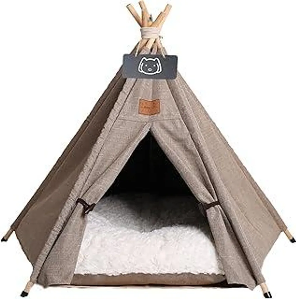 Tenda Tipi per Animali 50x50x60 cm con Cuscino Peluche | Cuccia Design