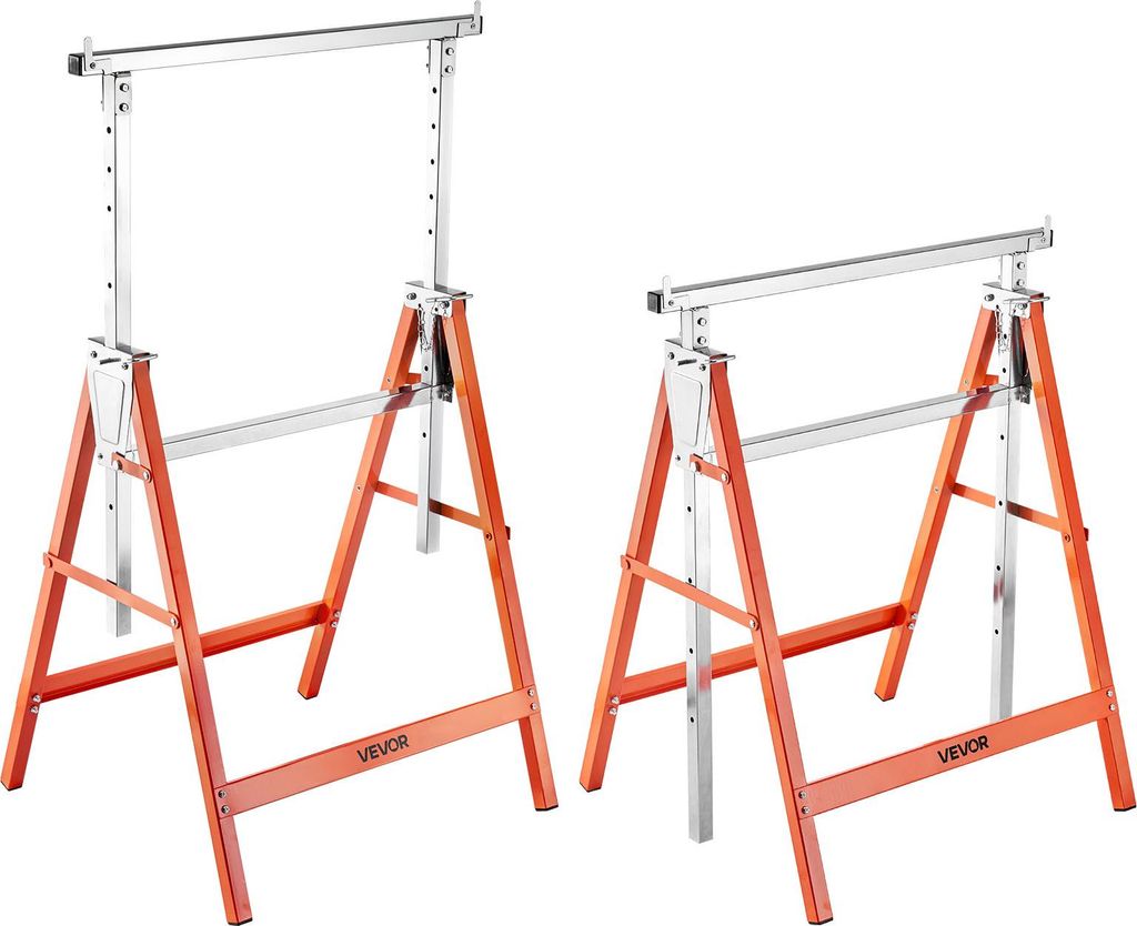 VEVOR Teleskop Arbeitsbock, 2er-Pack, Gerüstböcke, 200 kg Tragkraft, Unterstellbock, 800–1300 mm höhenverstellbar, mit rutschfesten Fußpolste...