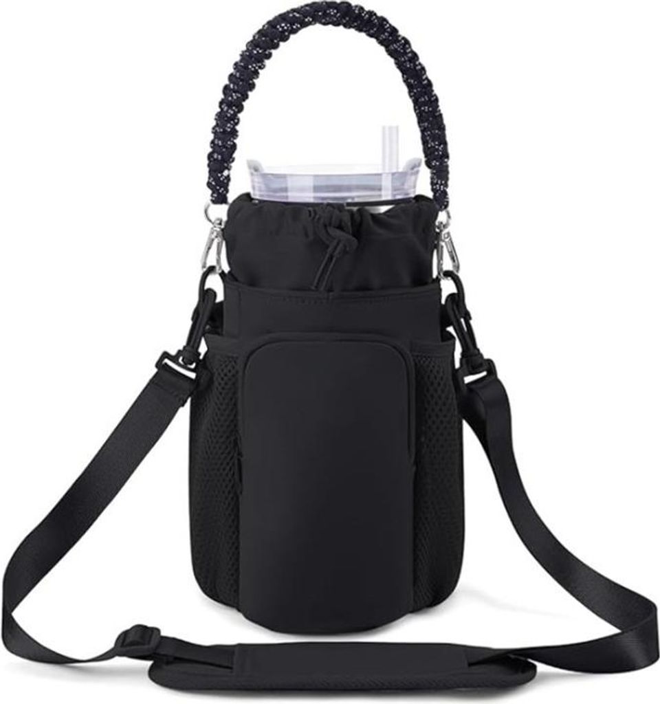 INF Tragbare Wasserflaschentasche aus Nylon, 21x15x11cm, für Outdoor Aktivitäten Schwarz