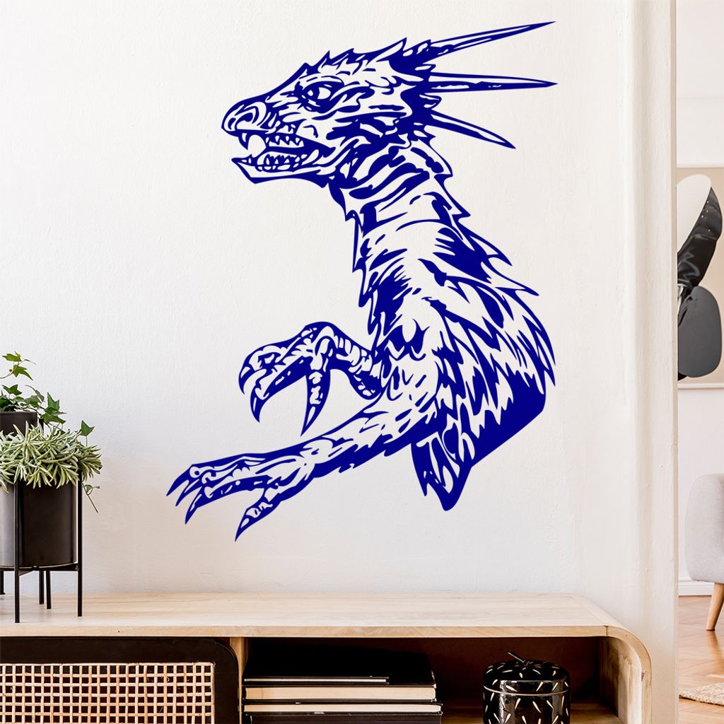 Drachen Kopf Wandtattoo in 6 Größen - Wandaufkleber Wall Sticker - Dekoration, Küche, Wohnzimmer, Schlafzimmer, Badezimmer