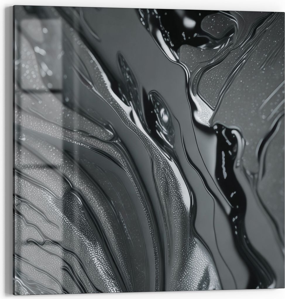 DEQORI Magnettafel Glas 50x50 cm 'Metallische Flusslinien' beschreibbar Whiteboard Küche