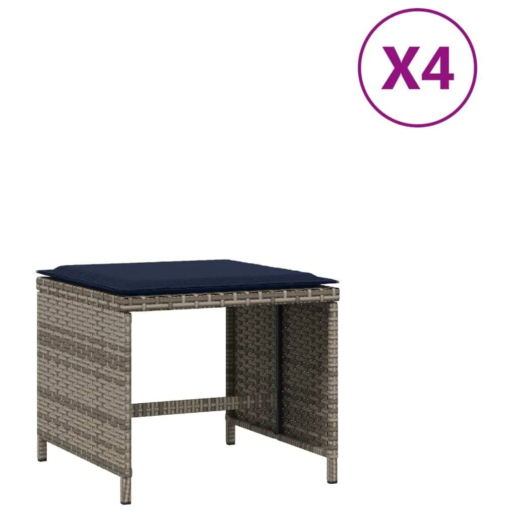 Sgabelli Design Esterno 4pz Grigio Poly Rattan 40x40 - Arredo Giardino