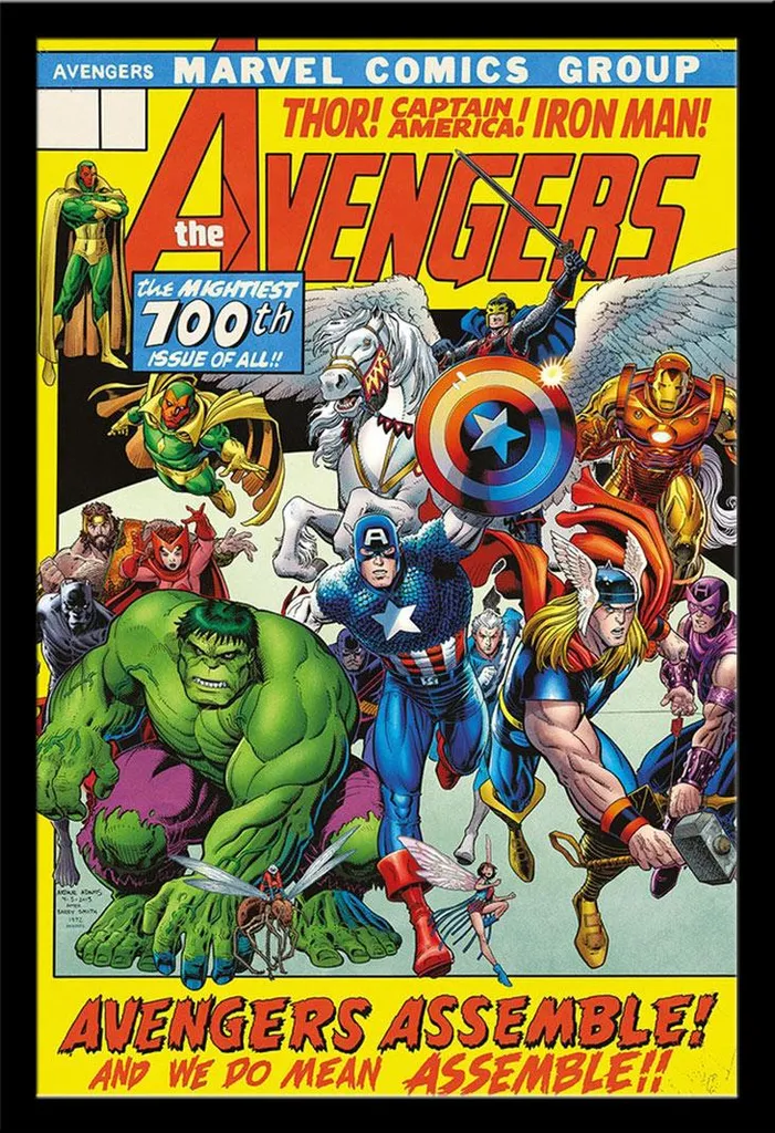 Marvel Poster Avengers 100th con Cornice Shinsuke Maxi MDF Nero 61x91,5
