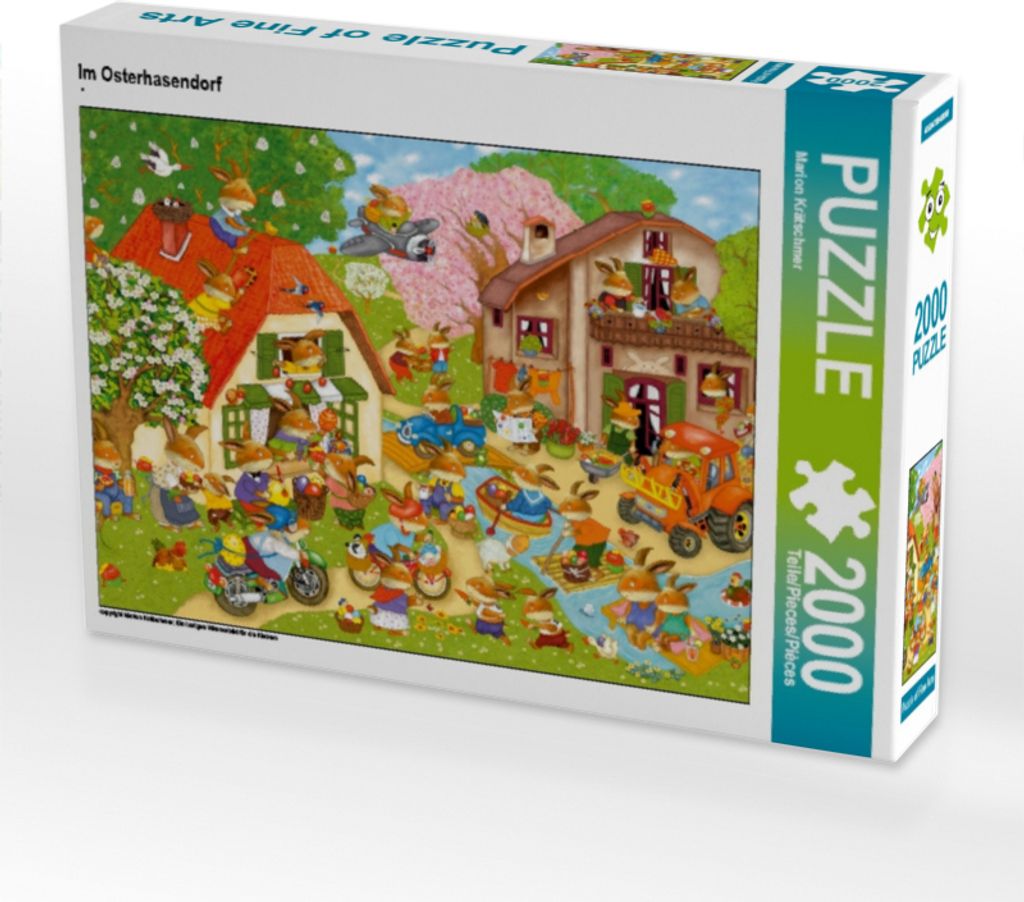 CALVENDO Puzzle Im Osterhasendorf | 2000 Teile Lege-Größe Produktbild 