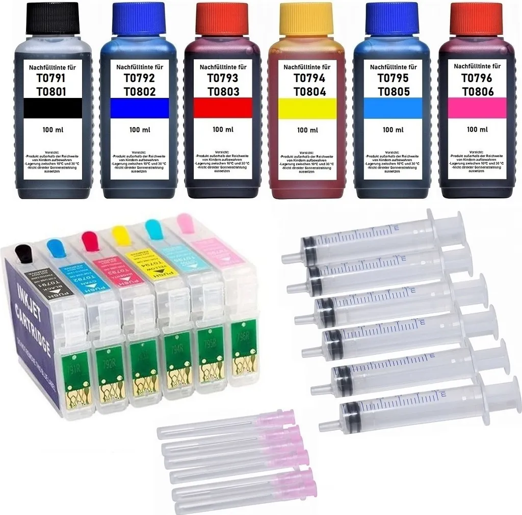 Finissez-en avec les Cartouches Vides : Kit Recharge Epson T0801-T0806 + 600ml Encre