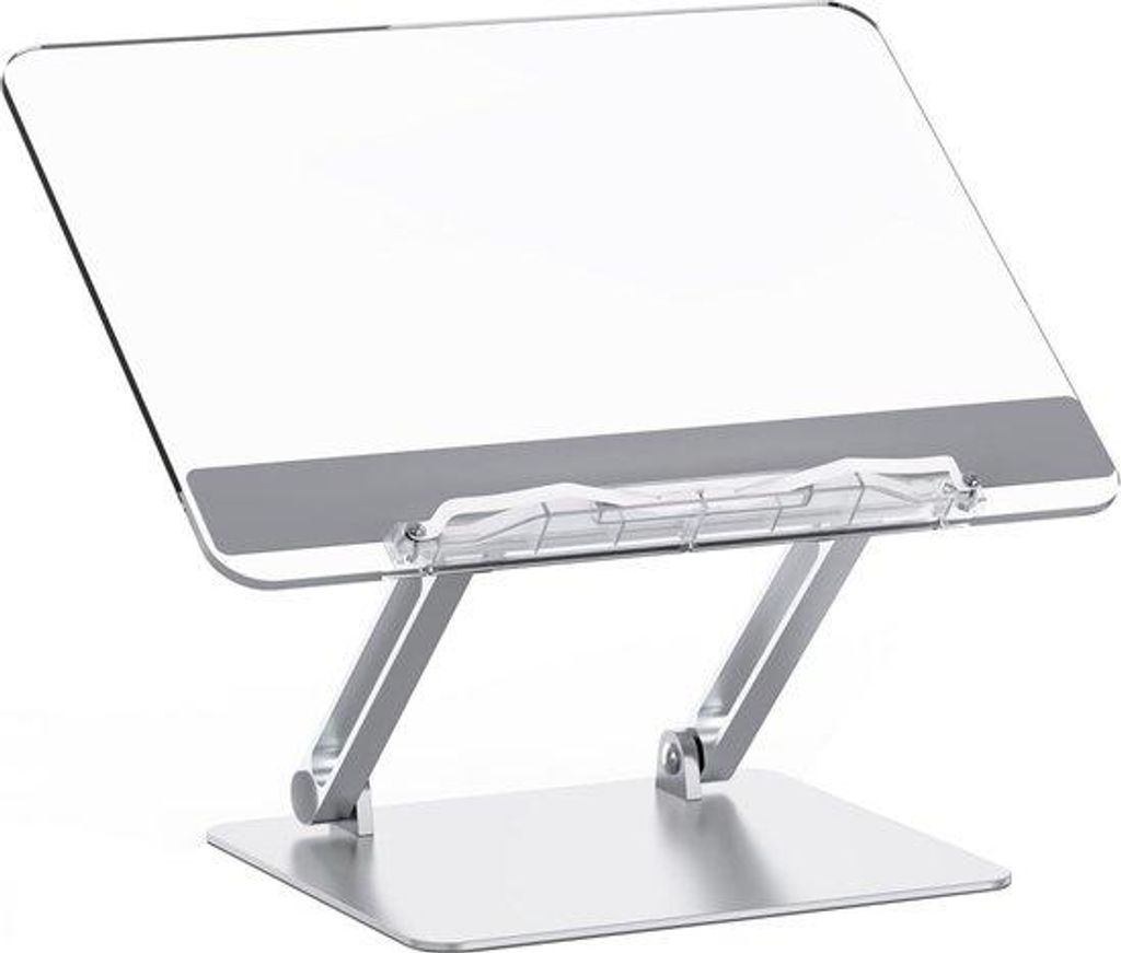 Verstellbarer und zusammenklappbarer Buchständer aus Aluminium und Acryl für Kochbücher und Lehrbücher mit Schreibtischständer – geeignet f...