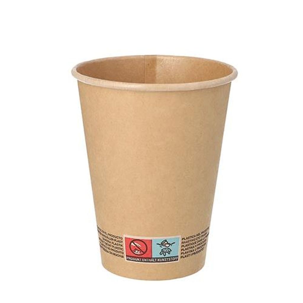 50 Trinkbecher, Pappe 0,3 l Ø 9 cm · 11 cm braun