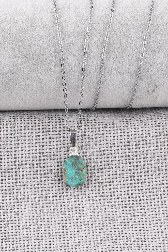 Pendentif turquoise anti-stress : collier pierre naturelle et chaîne