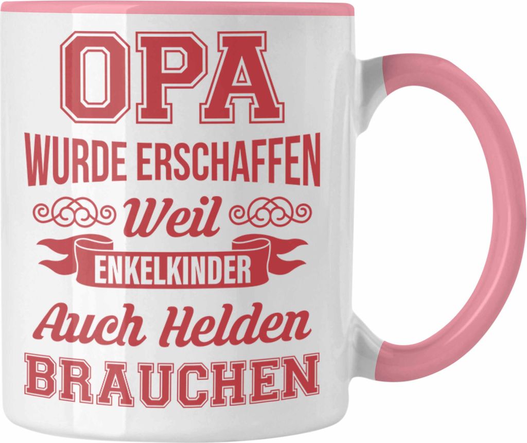 Trendation - Opa Geschenke Geschenk Tasse mit Spruch Opa Geschenkidee Nichte Enkel Vatertag Kaffeetasse Großvater (Rosa)