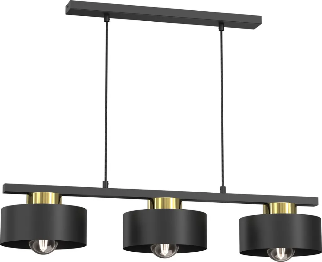 Suspension Design Luminex Marti 3xE27 Noire et Or pour Salle à Manger