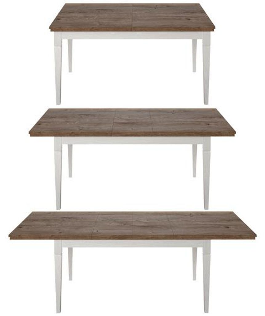 Esstisch Evora Küchentisch 160-240x90cm pinie weiß Eiche Ribbek Landhaus-Stil