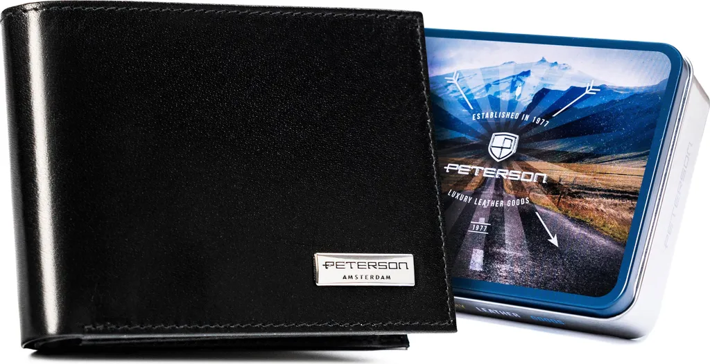 Peterson Portafoglio in Pelle Nero 12x9,5 cm - Stile e Sicurezza