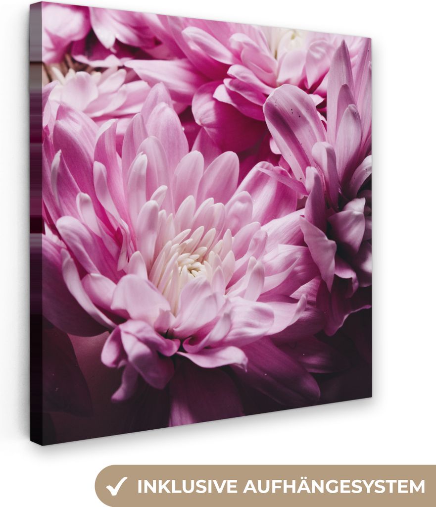MuchoWow - Leinwandbilder - Blumen - Rosa - Natur, Wandbild, Wanddeko Bilder Wohnzimmer, 20x20 cm
