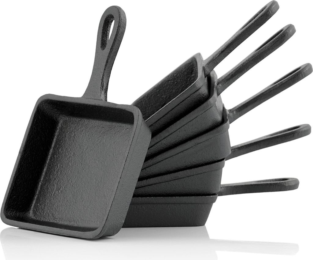 BBQ-Toro Gusseisen Raclette Pfännchen (6 Stück) | 12,5 x 18 cm | Grillzubehör