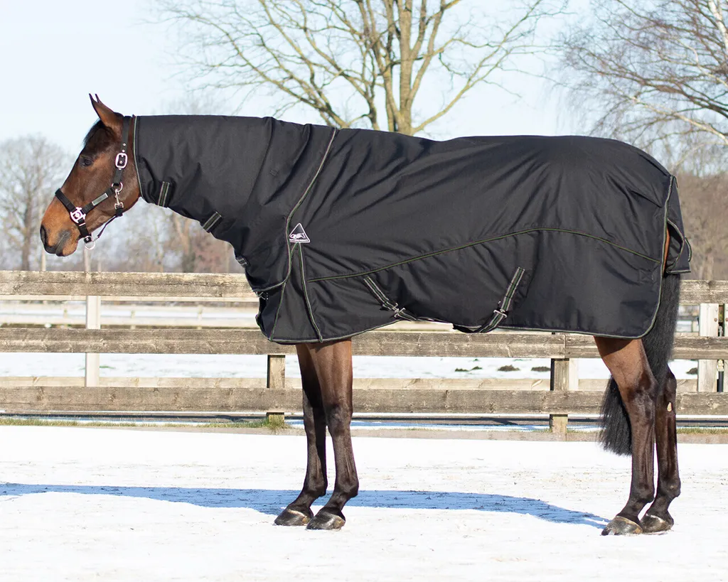 Couverture combinée turnout-cou noir twist 185 pour cheval au pré
