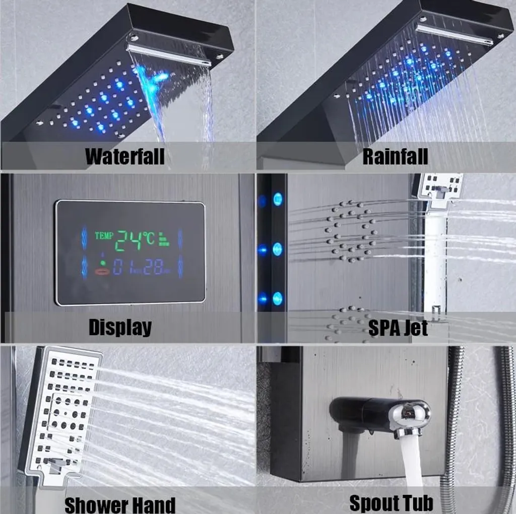 Évitez l'eau trop chaude avec ce robinet de douche LED digital noir