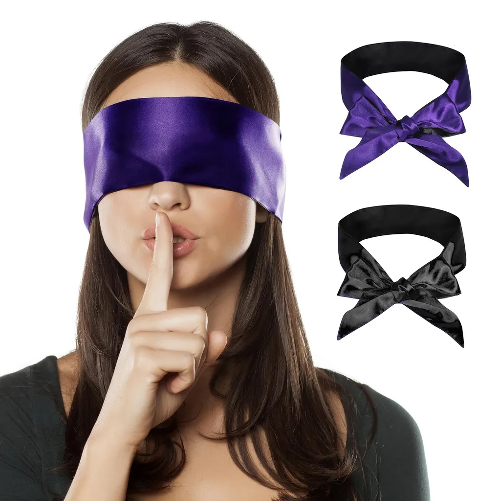 Masque de repos pour couple en satin noir et violet, occultant et léger