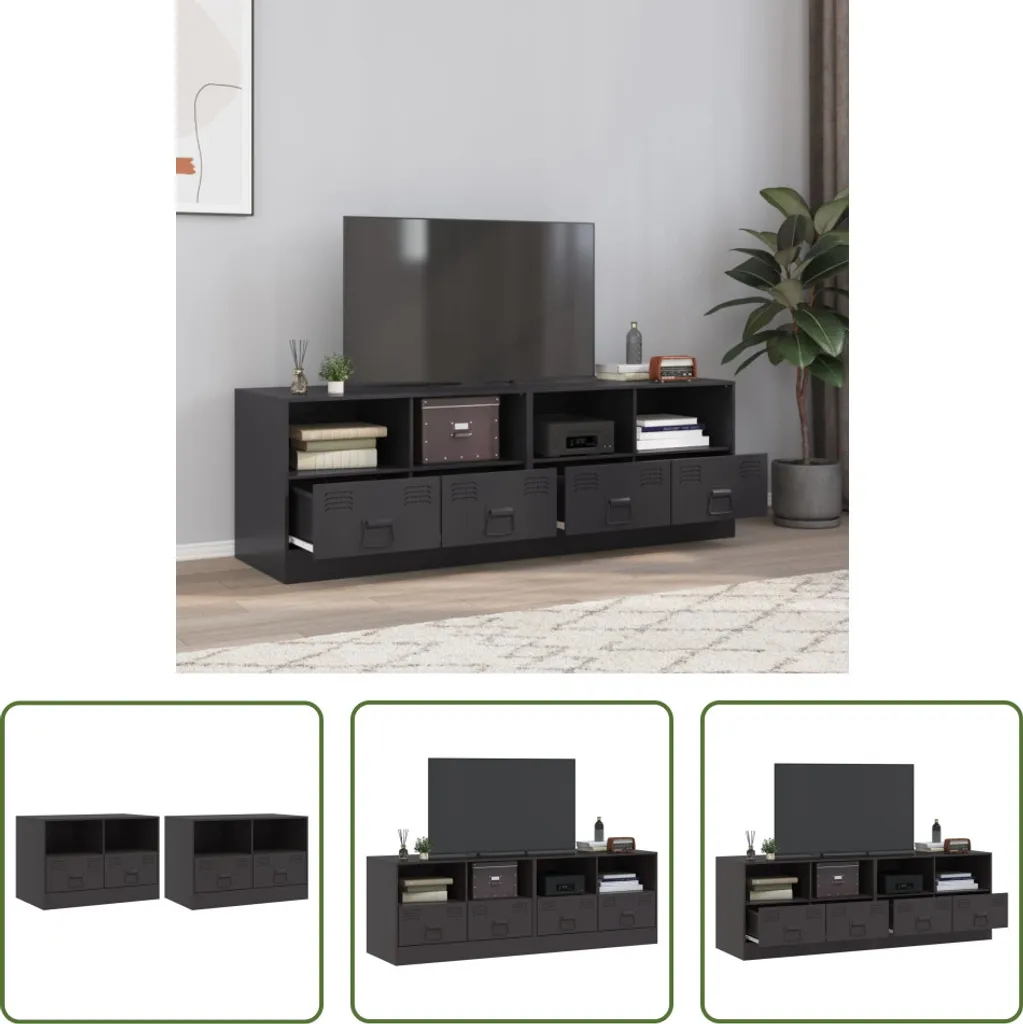 Solution Meuble TV pour Petit Espace Lot de 2 Armoires Acier Noir 67cm