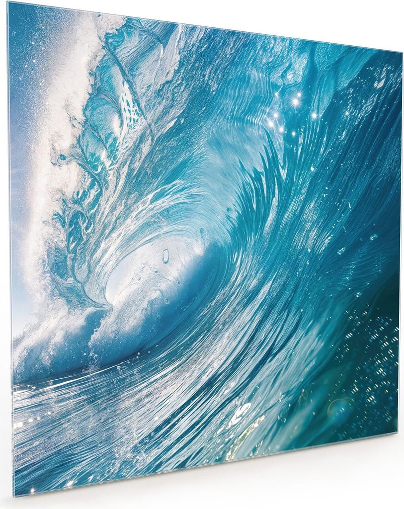 Küchenrückwand Spritzschutz Glas mit Motiv Riesige Welle Strand 40 x 40 cm