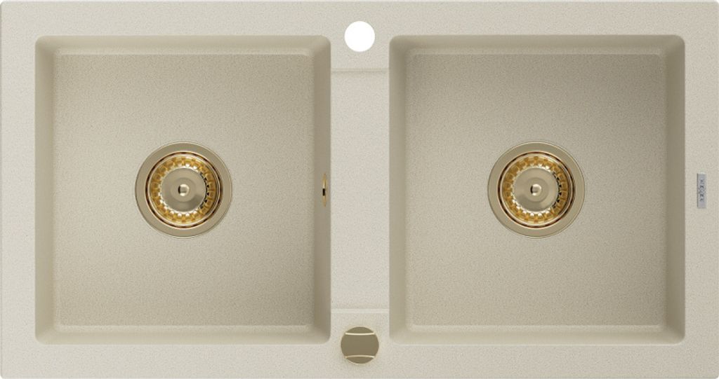 Mexen Mario 2-Becken-Granit-Spülbecken 820 x 436 mm, Beige, Siphon Gold - 6504822000-69-G
