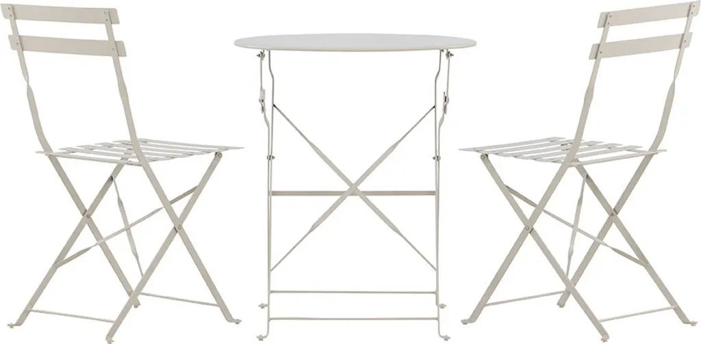 Mobilier Jardin Résistant : Table et 2 Fauteuils Beiges Anti-UV