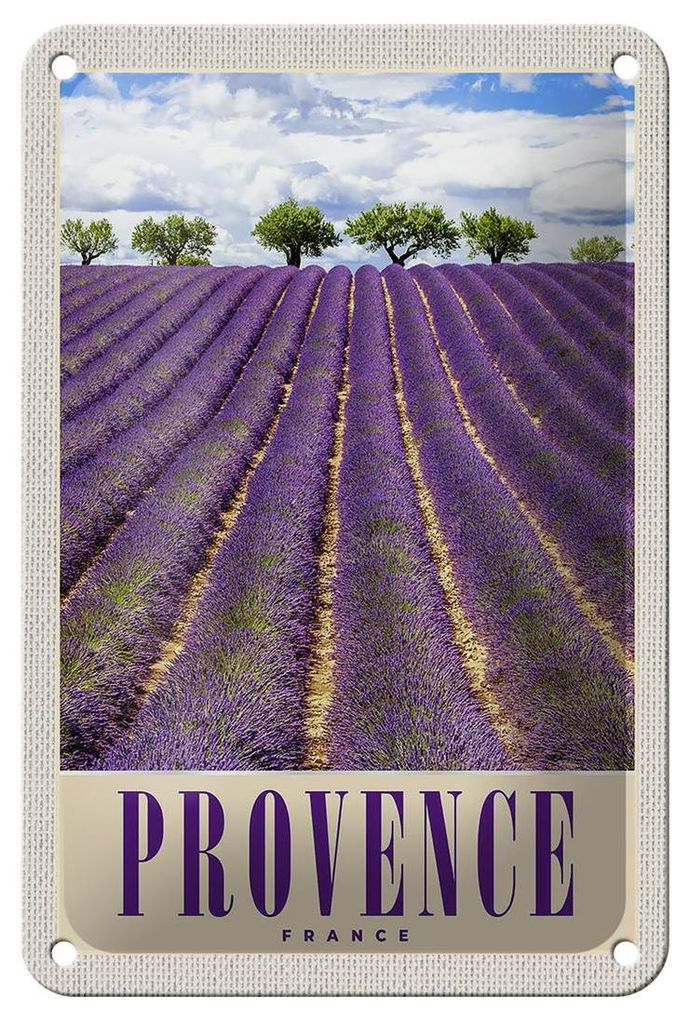 Blechschild Reise 12x18cm Provence Frankreich Lila Natur Produktbild 