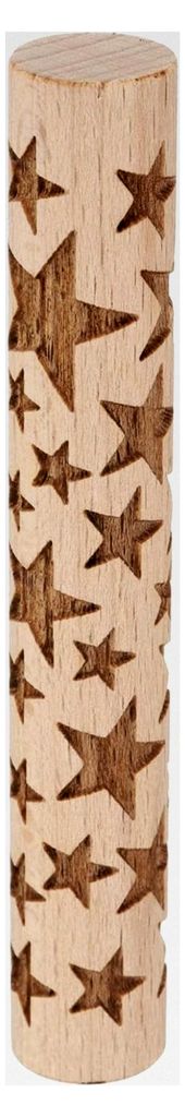 Holz Tonroller 10cm Sternmuster Nudelholz Töpferwerkzeuge Texturroller für Ton Backen Teig Knete DIY