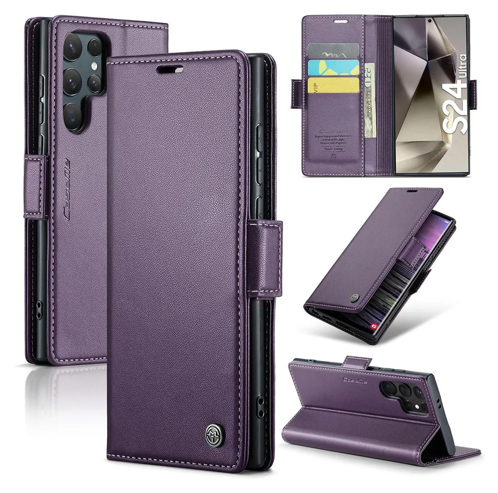 Cover Portafoglio S24 Ultra Viola RFID - Accessorio Business Premium